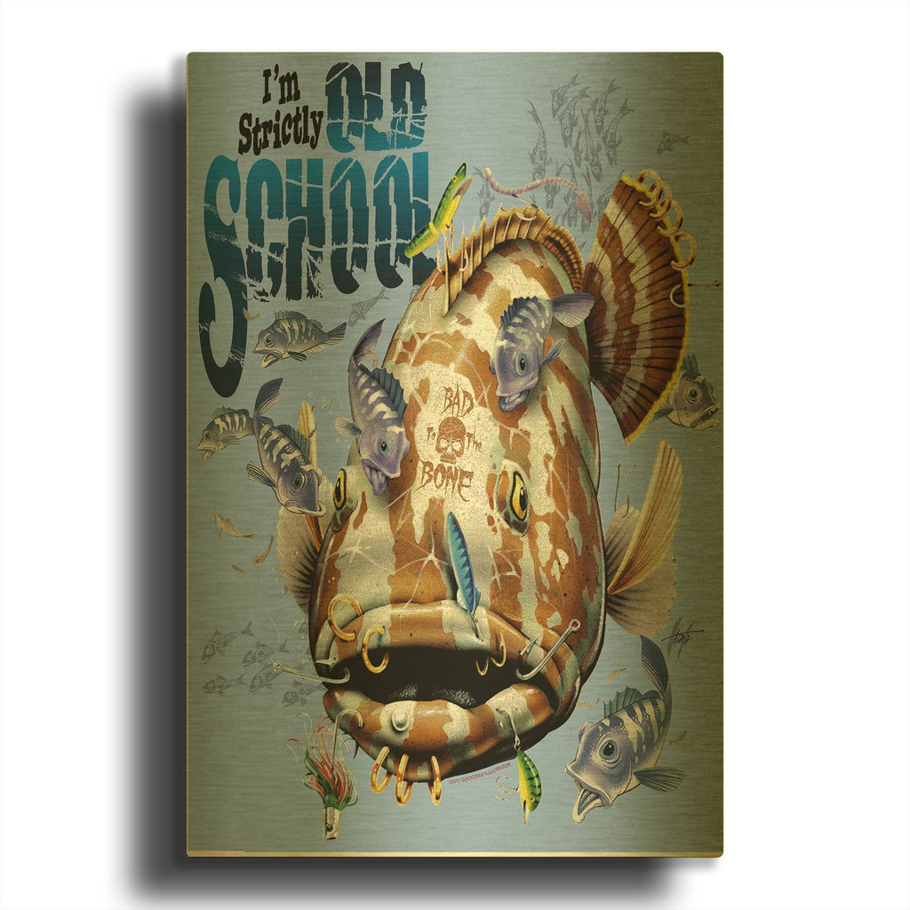 'Old School Grouper' By James Mazzotta Gold Metal Wall Art