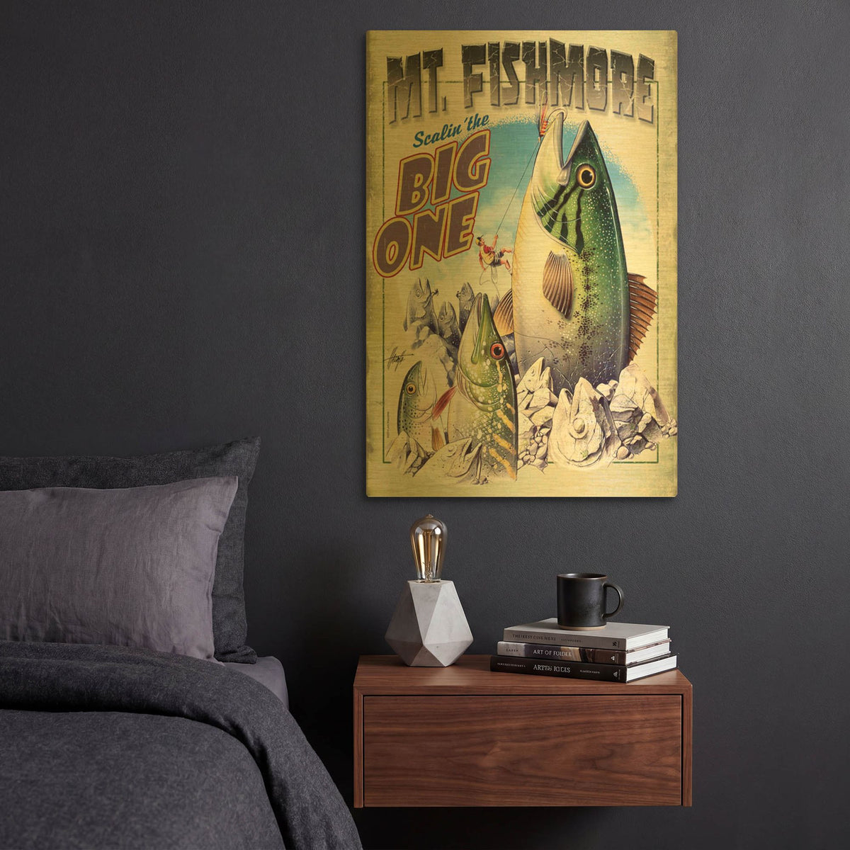 'Mt Fishmore' By James Mazzotta Gold Metal Wall Art