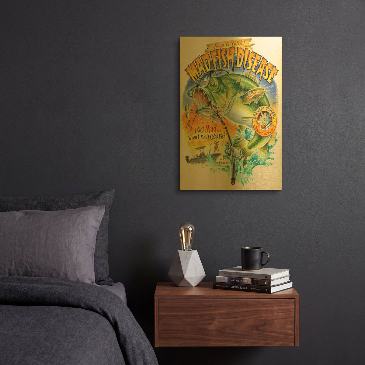 'Mad Fish' By James Mazzotta Gold Metal Wall Art