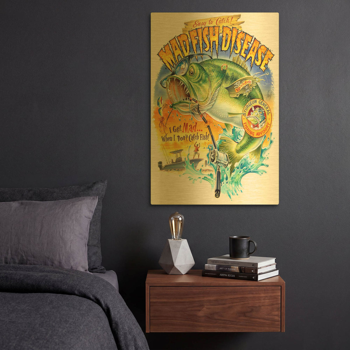 'Mad Fish' By James Mazzotta Gold Metal Wall Art
