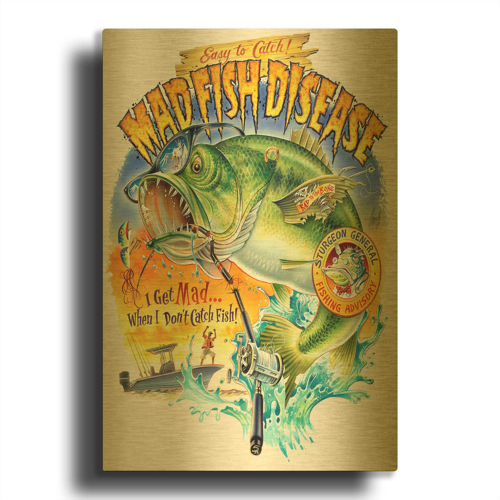 'Mad Fish' By James Mazzotta Gold Metal Wall Art