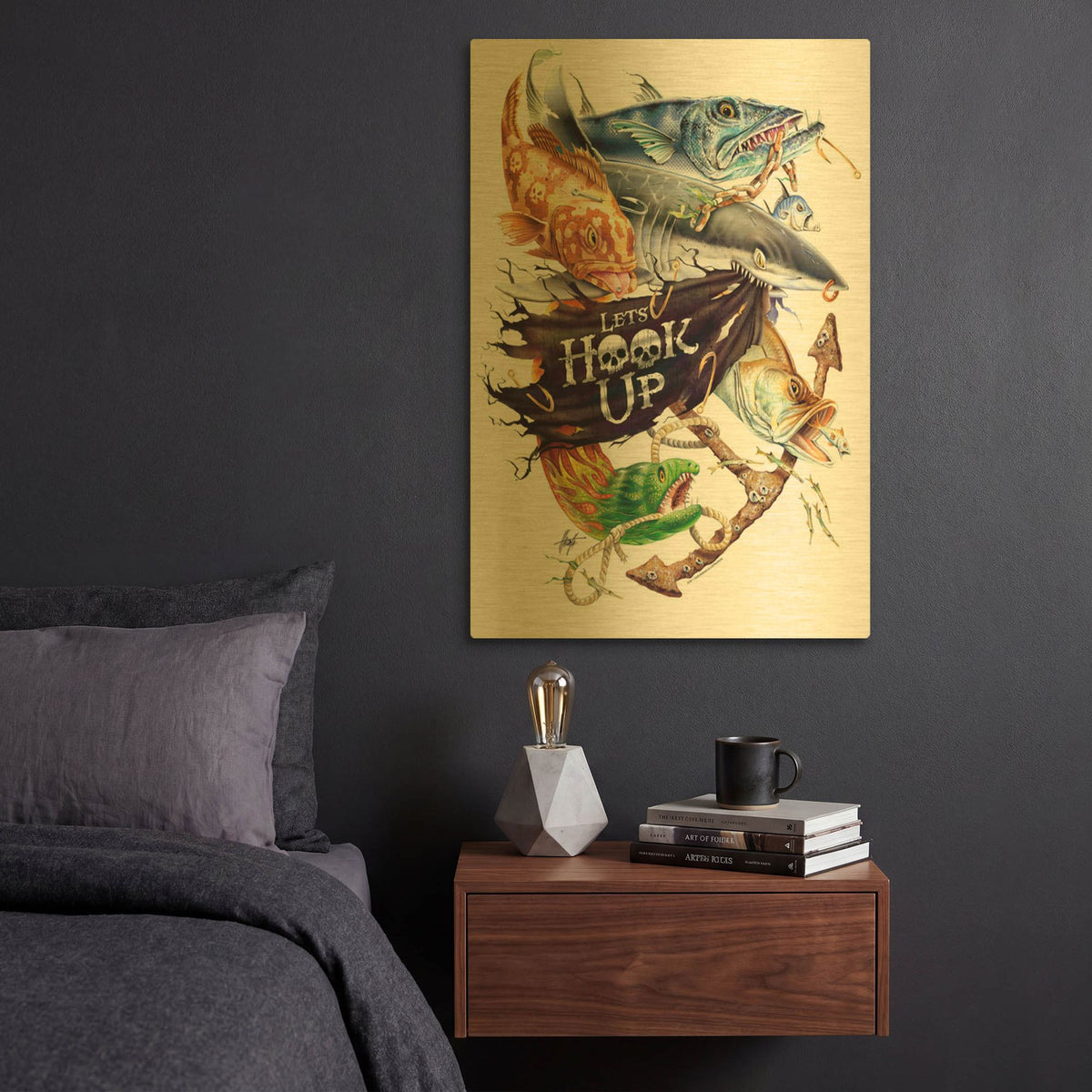 'Lets Hook Up' By James Mazzotta Gold Metal Wall Art