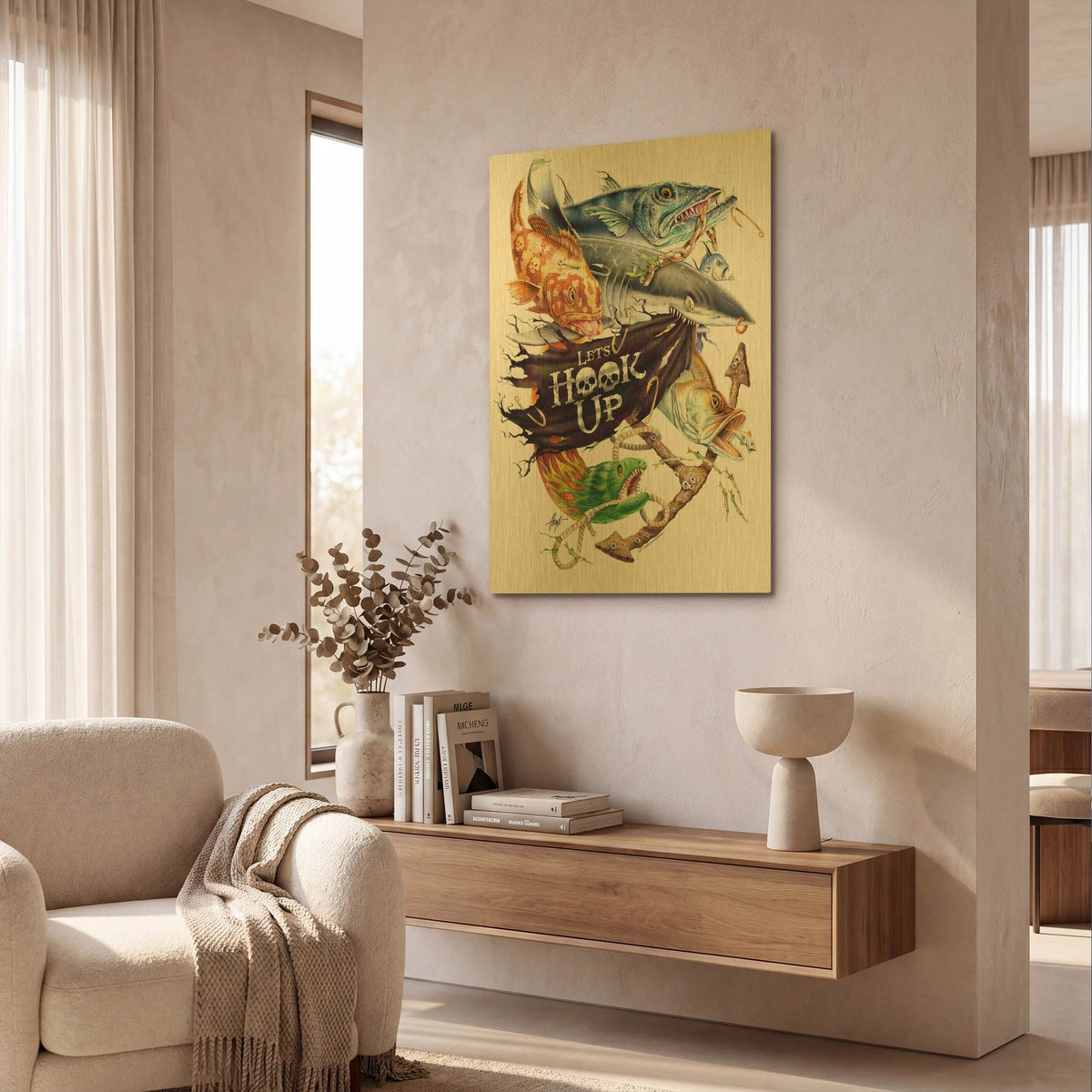 'Lets Hook Up' By James Mazzotta Gold Metal Wall Art