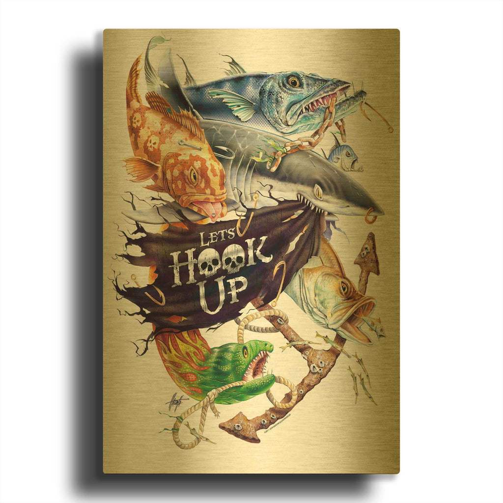 'Lets Hook Up' By James Mazzotta Gold Metal Wall Art