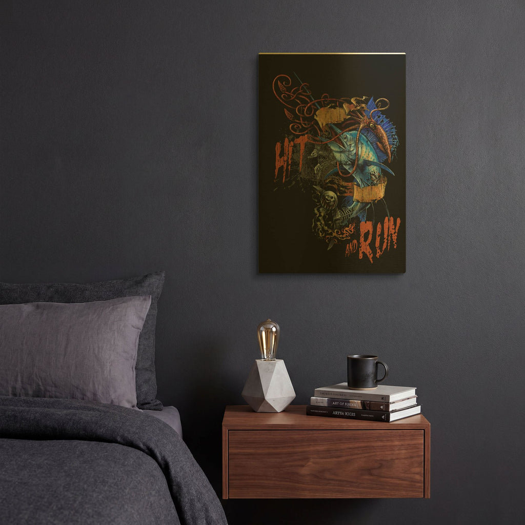 'Hit N Run' By James Mazzotta Gold Metal Wall Art