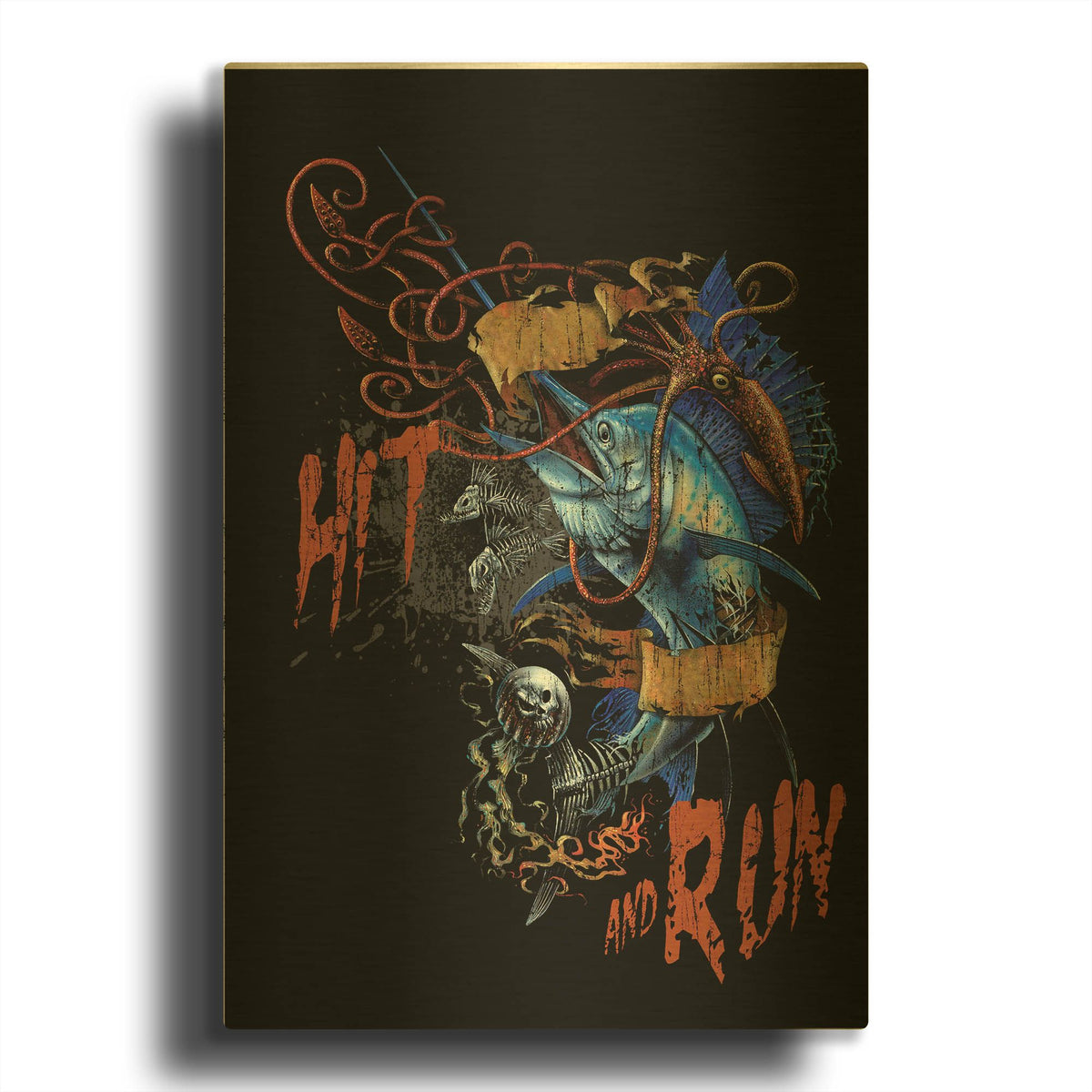 'Hit N Run' By James Mazzotta Gold Metal Wall Art