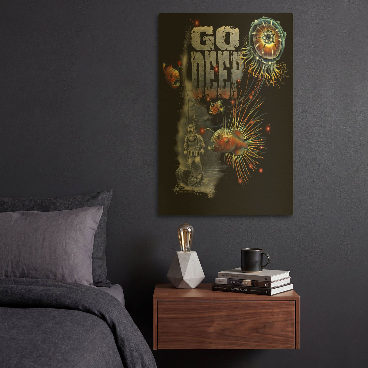 'Go Deep' By James Mazzotta Gold Metal Wall Art