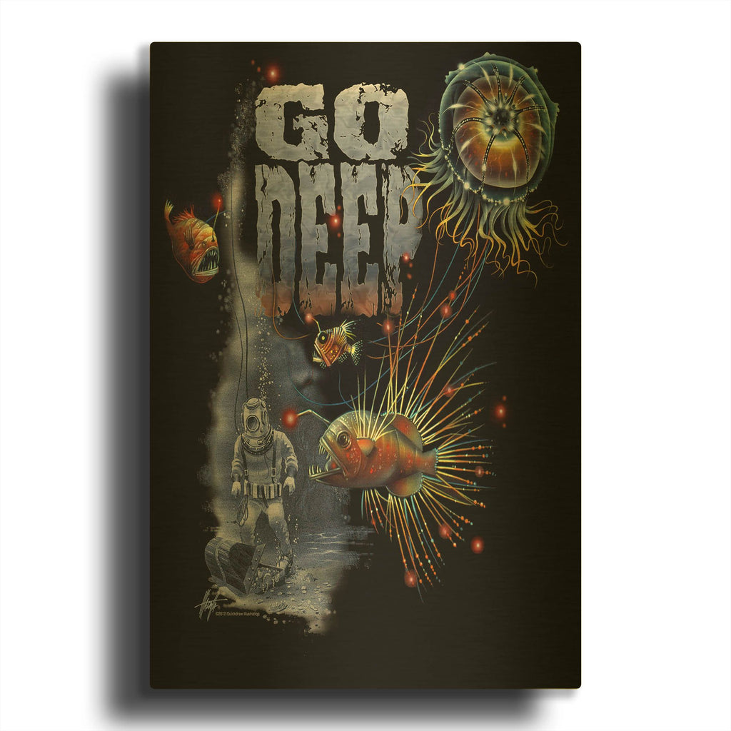 'Go Deep' By James Mazzotta Gold Metal Wall Art