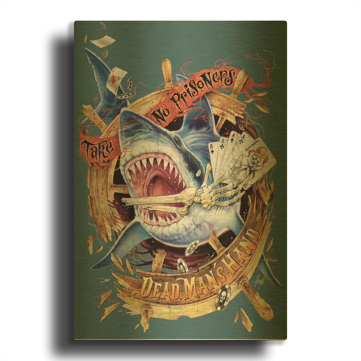 'Dead Man Hand II' By James Mazzotta Gold Metal Wall Art