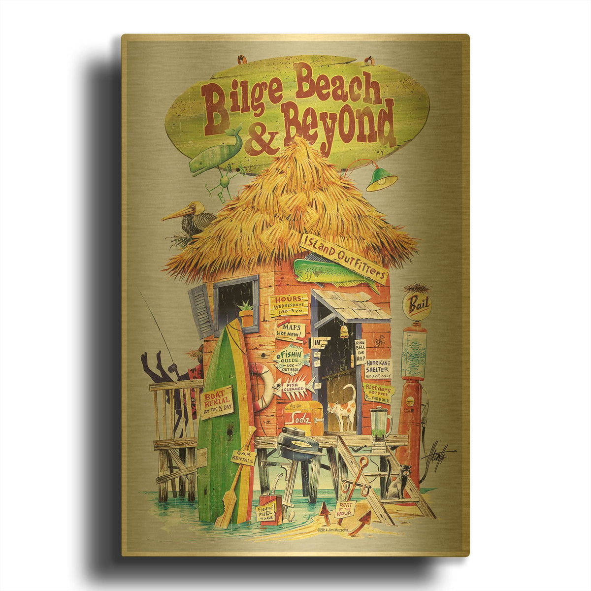 'Bilge Beach Beyond' By James Mazzotta Gold Metal Wall Art