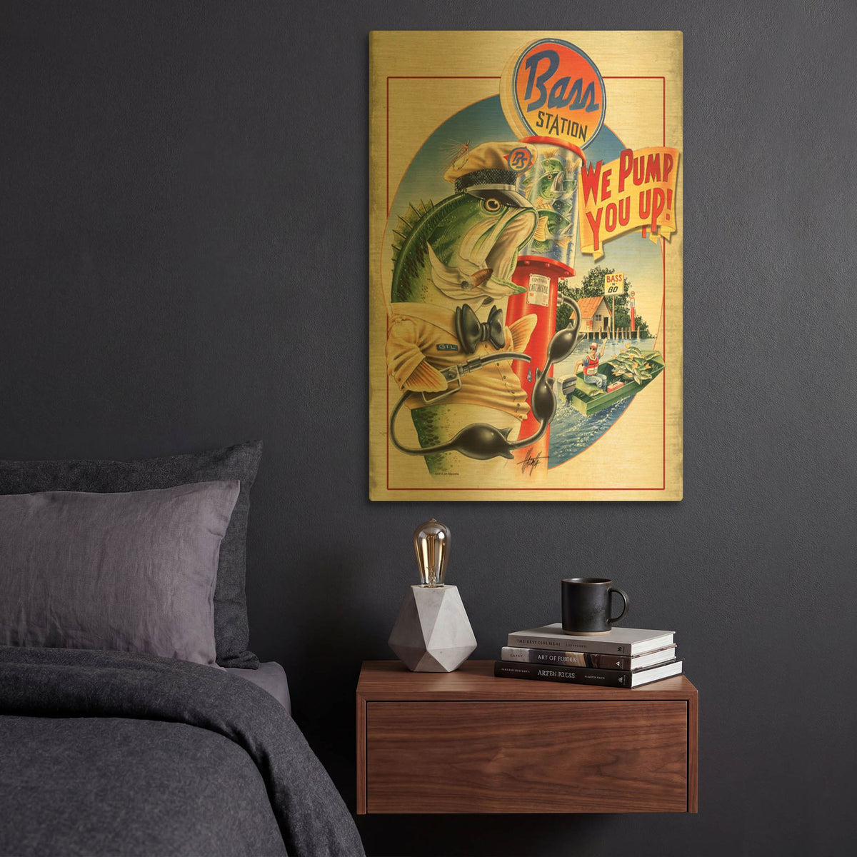 'Bass Station' By James Mazzotta Gold Metal Wall Art