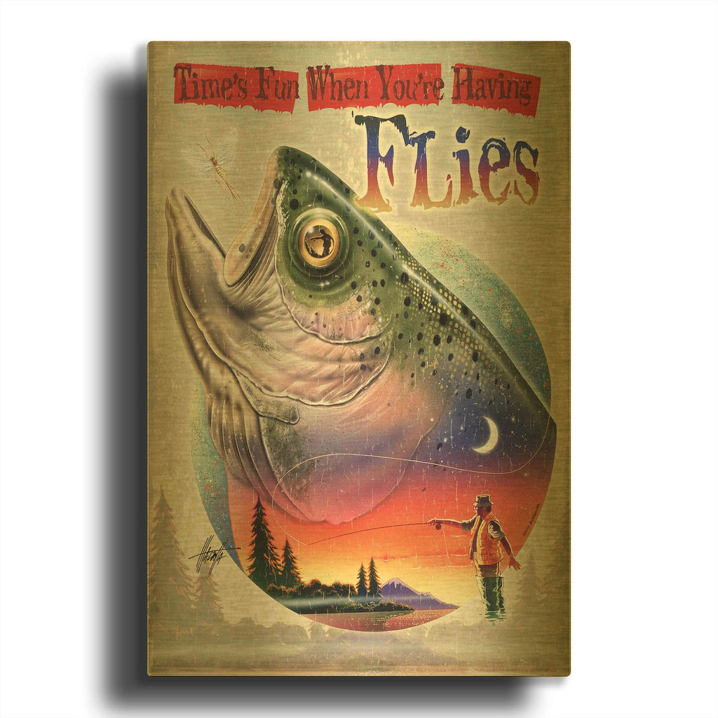 'Bass Fly Fish' By James Mazzotta Gold Metal Wall Art