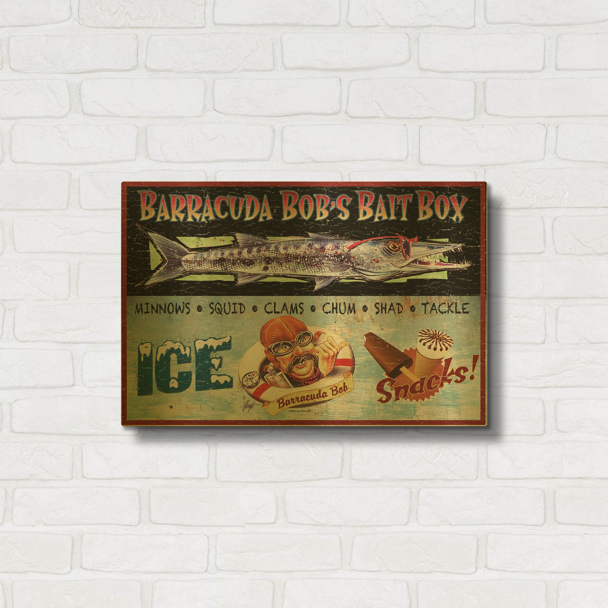 'Barracuda Bob' By James Mazzotta Gold Metal Wall Art