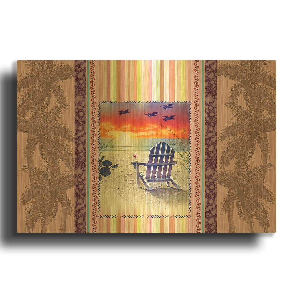 'Sunset Chair Palm' By James Mazzotta Gold Metal Wall Art