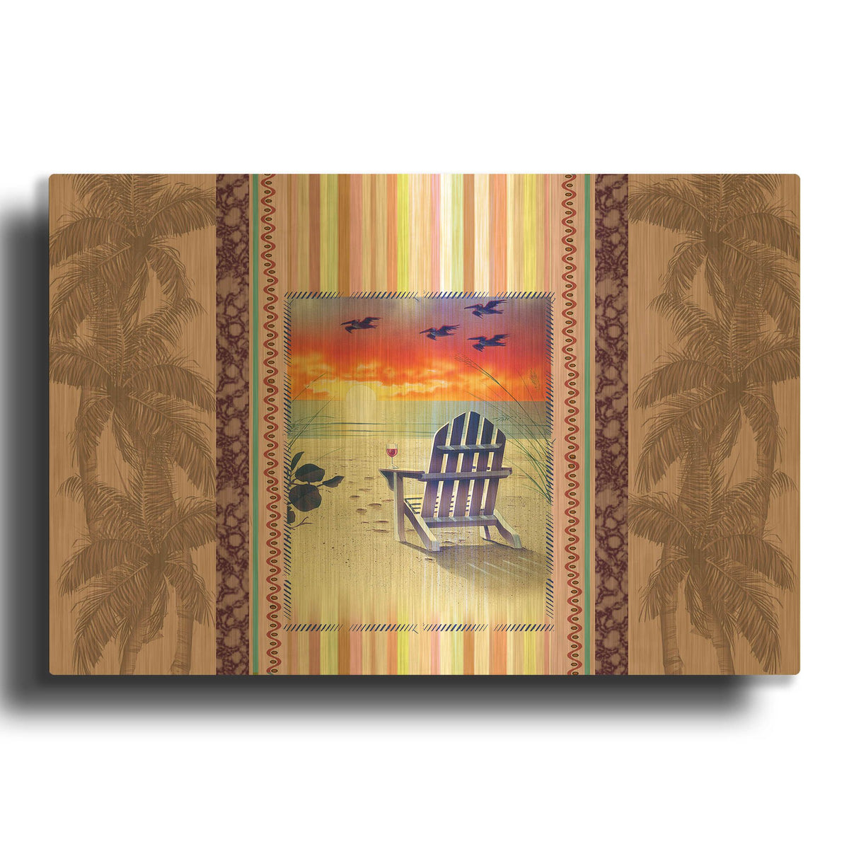 'Sunset Chair Palm' By James Mazzotta Gold Metal Wall Art