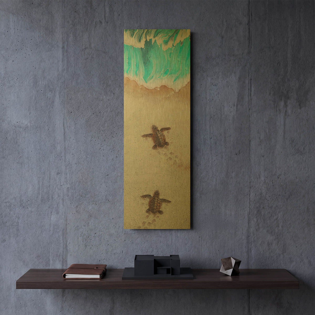 'Turtle Duo' By James Mazzotta Gold Metal Wall Art