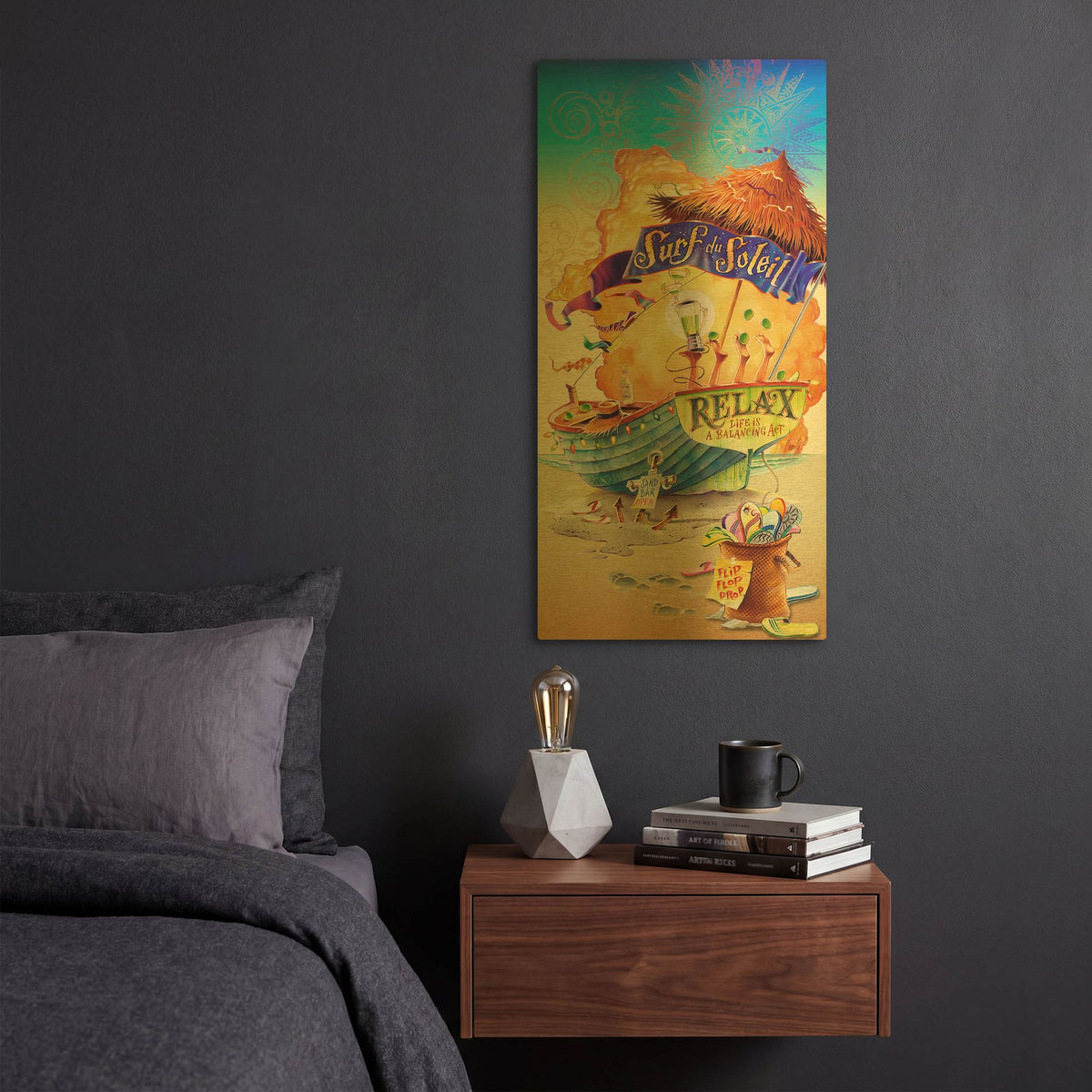 'Surf Soleil' By James Mazzotta Gold Metal Wall Art