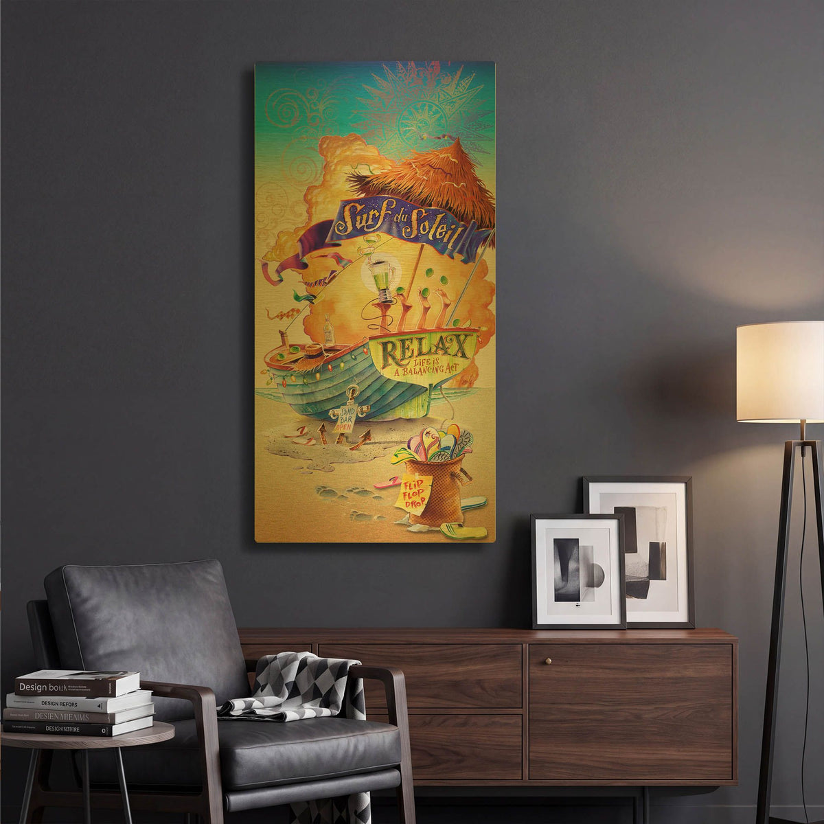 'Surf Soleil' By James Mazzotta Gold Metal Wall Art