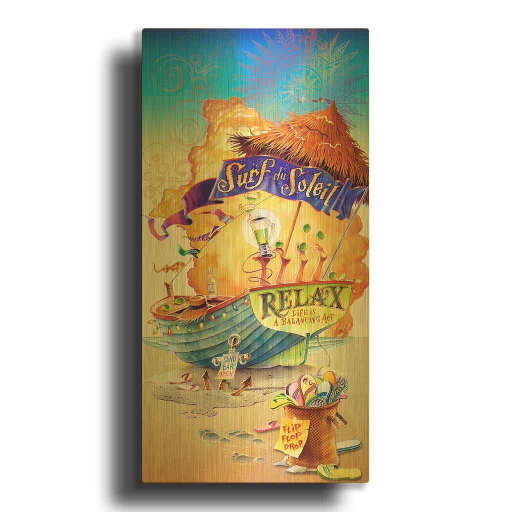 'Surf Soleil' By James Mazzotta Gold Metal Wall Art
