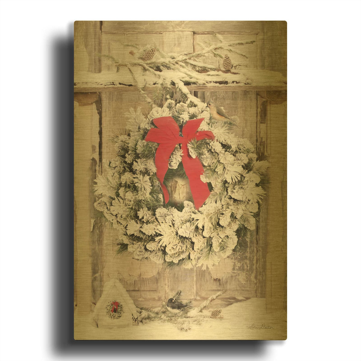 'Feeding Station II' By Lori Deiter Gold Metal Wall Art