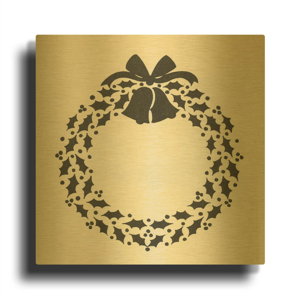 'Wreath 1' By Tis the season Gold Metal Wall Art