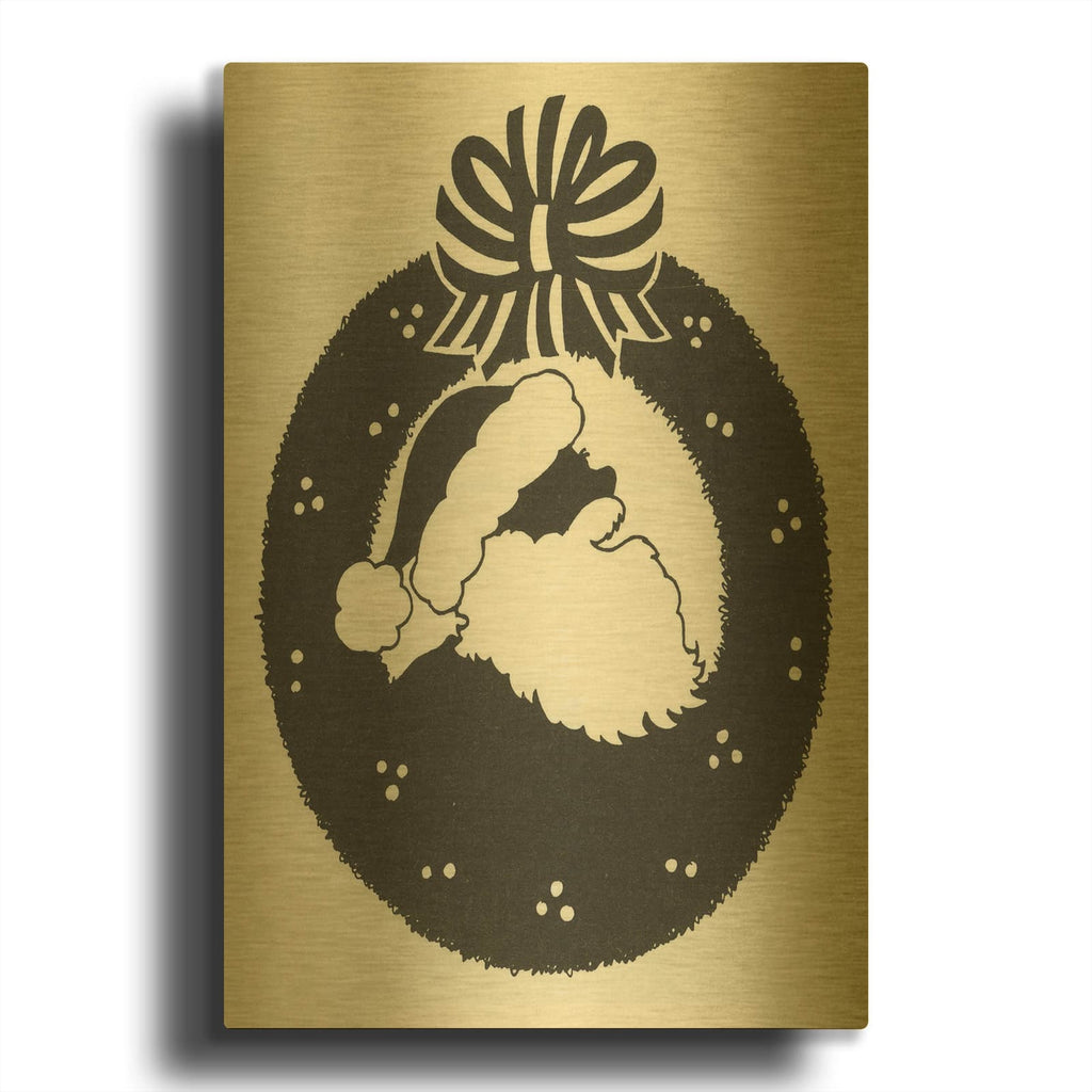 'Santa Wreath' By Tis the season Gold Metal Wall Art