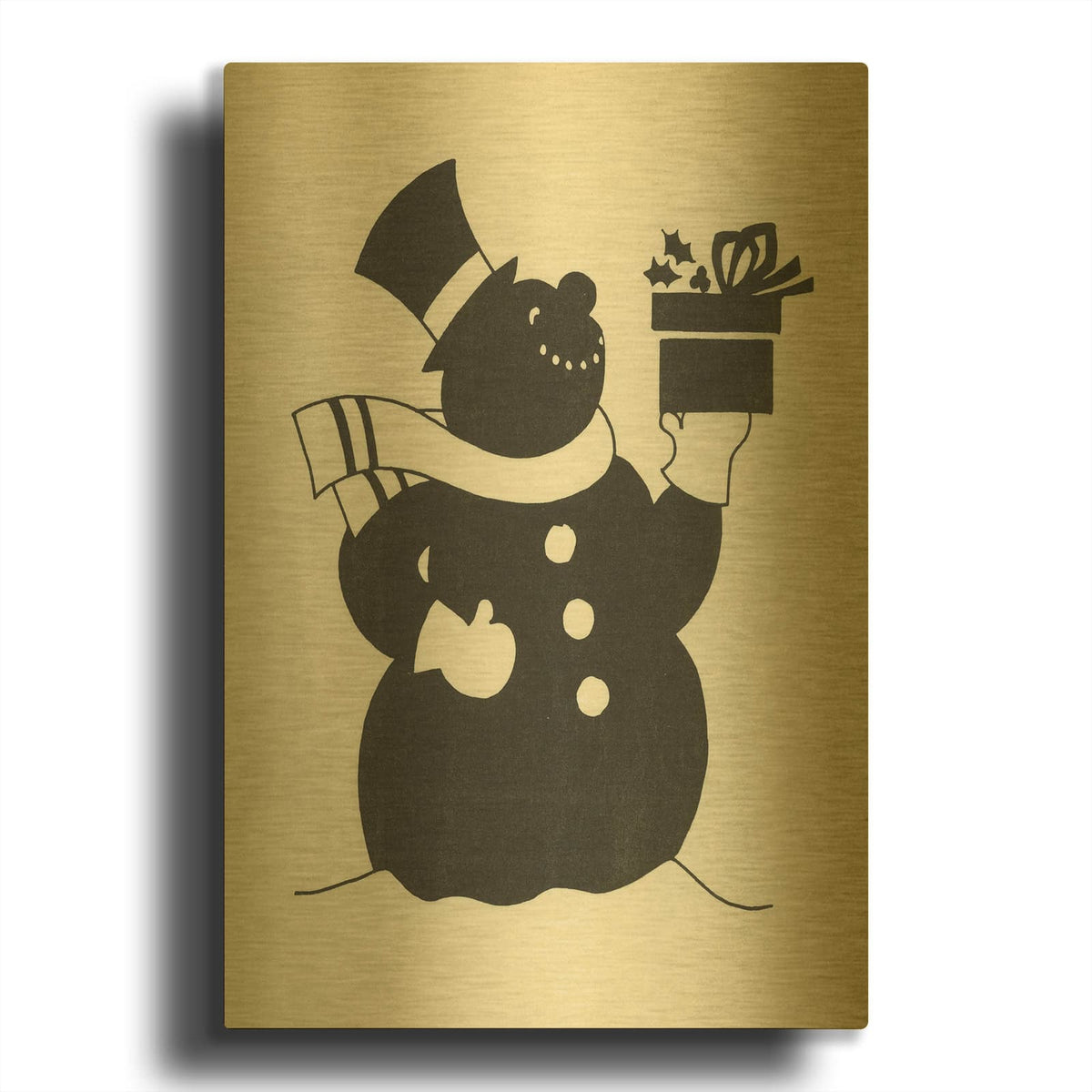 'Snowman 1' By Tis the season Gold Metal Wall Art