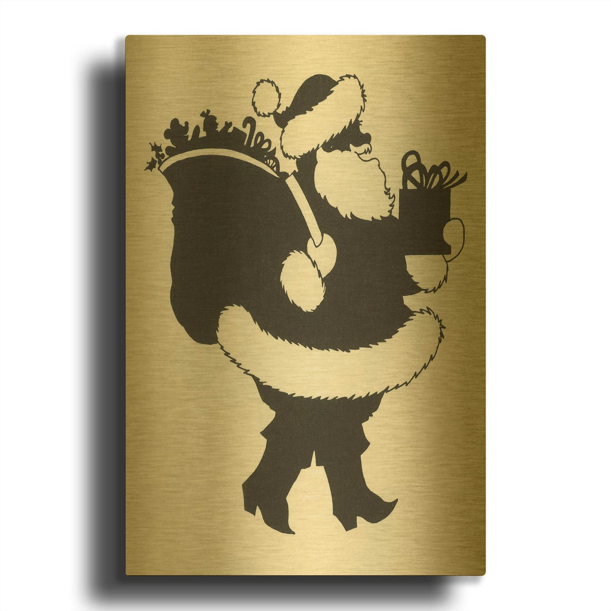 'Santa 1' By Tis the season Gold Metal Wall Art