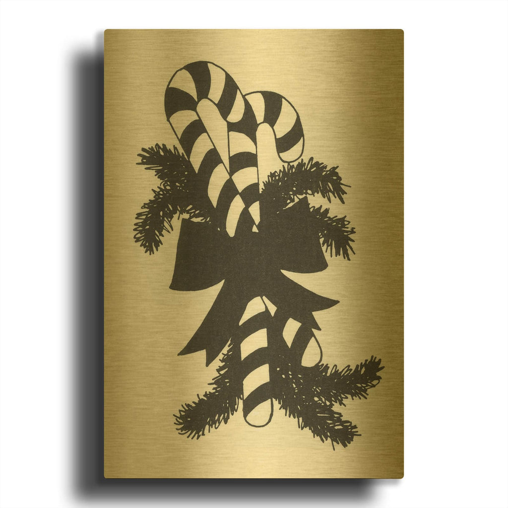 'Candy Canes' By Tis the season Gold Metal Wall Art