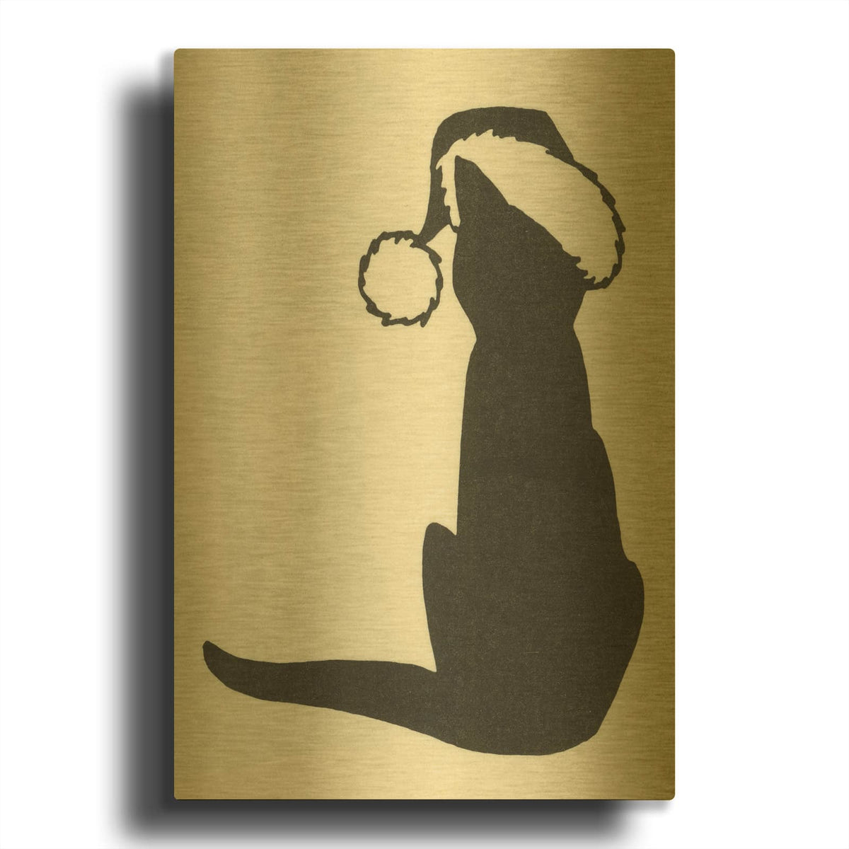'Christmas Kitty' By Tis the season Gold Metal Wall Art