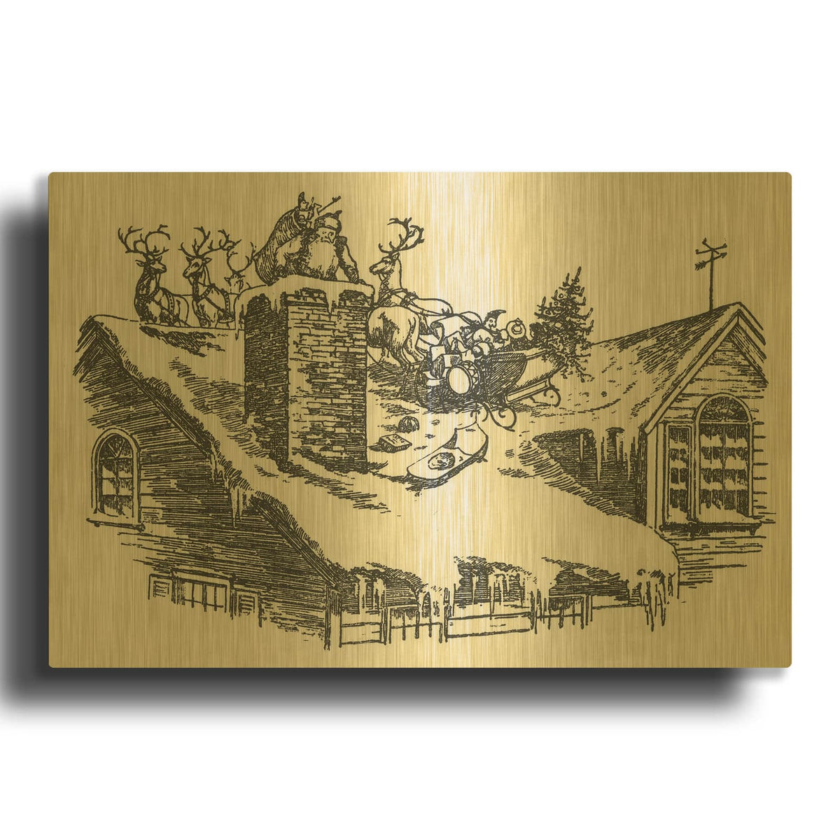 'Up On The Rooftop' By Tis the season Gold Metal Wall Art
