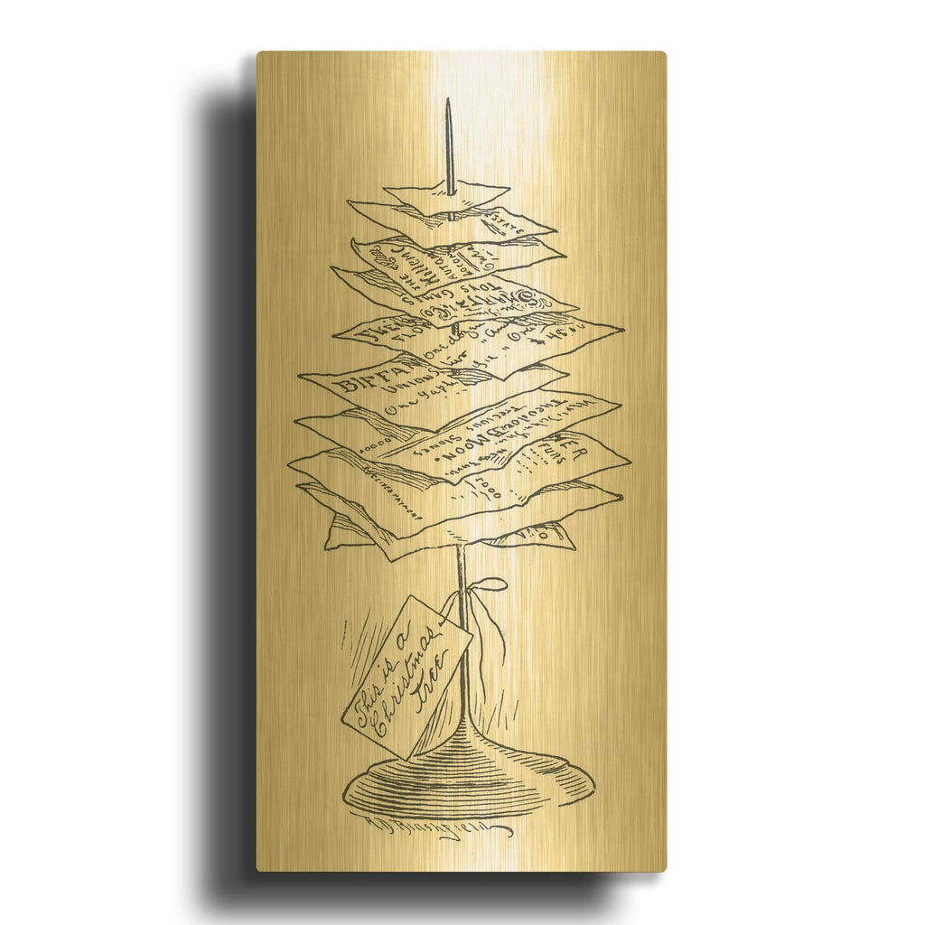 'Office Christmas Tree' By Tis the season Gold Metal Wall Art