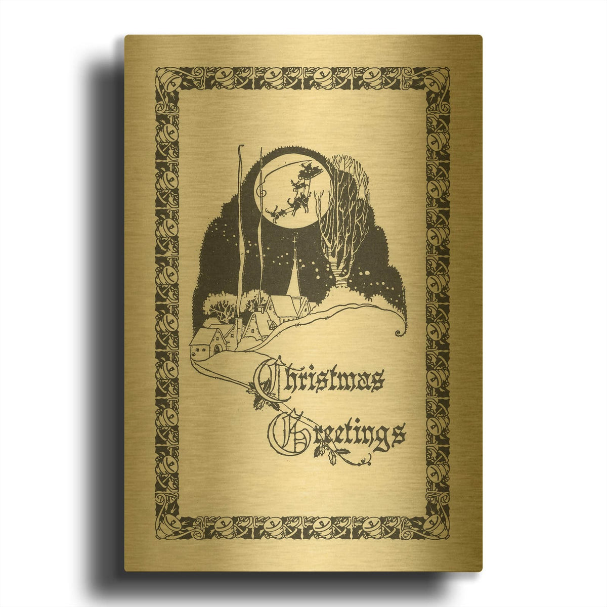 'Christmas Greetings' By Tis the season Gold Metal Wall Art