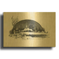 'Church Across The River' By Tis the season Gold Metal Wall Art