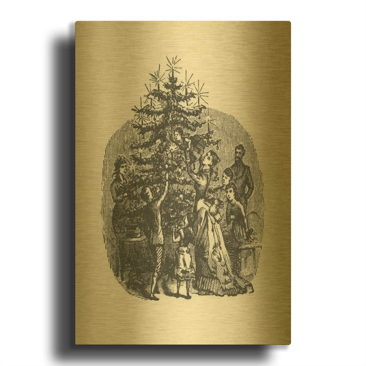'Decorating The Tree' By Tis the season Gold Metal Wall Art