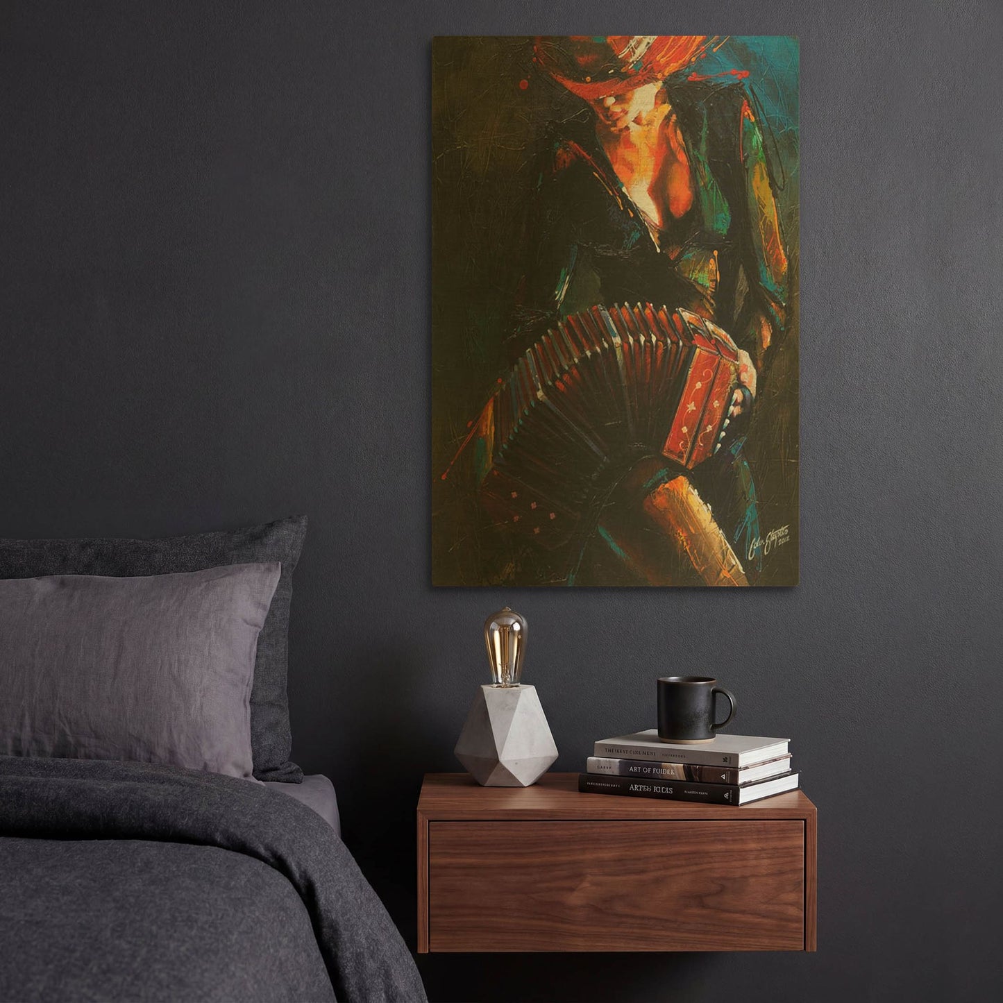 'Reina del Bandoneon' By Colin John Staples Gold Metal Wall Art