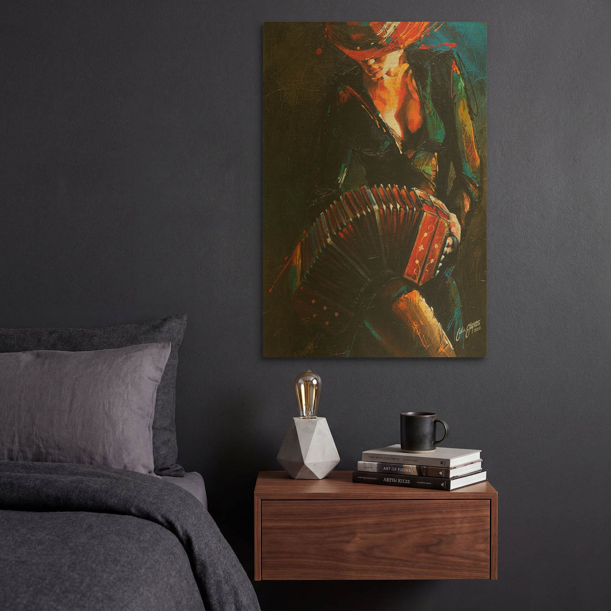 'Reina del Bandoneon' By Colin John Staples Gold Metal Wall Art