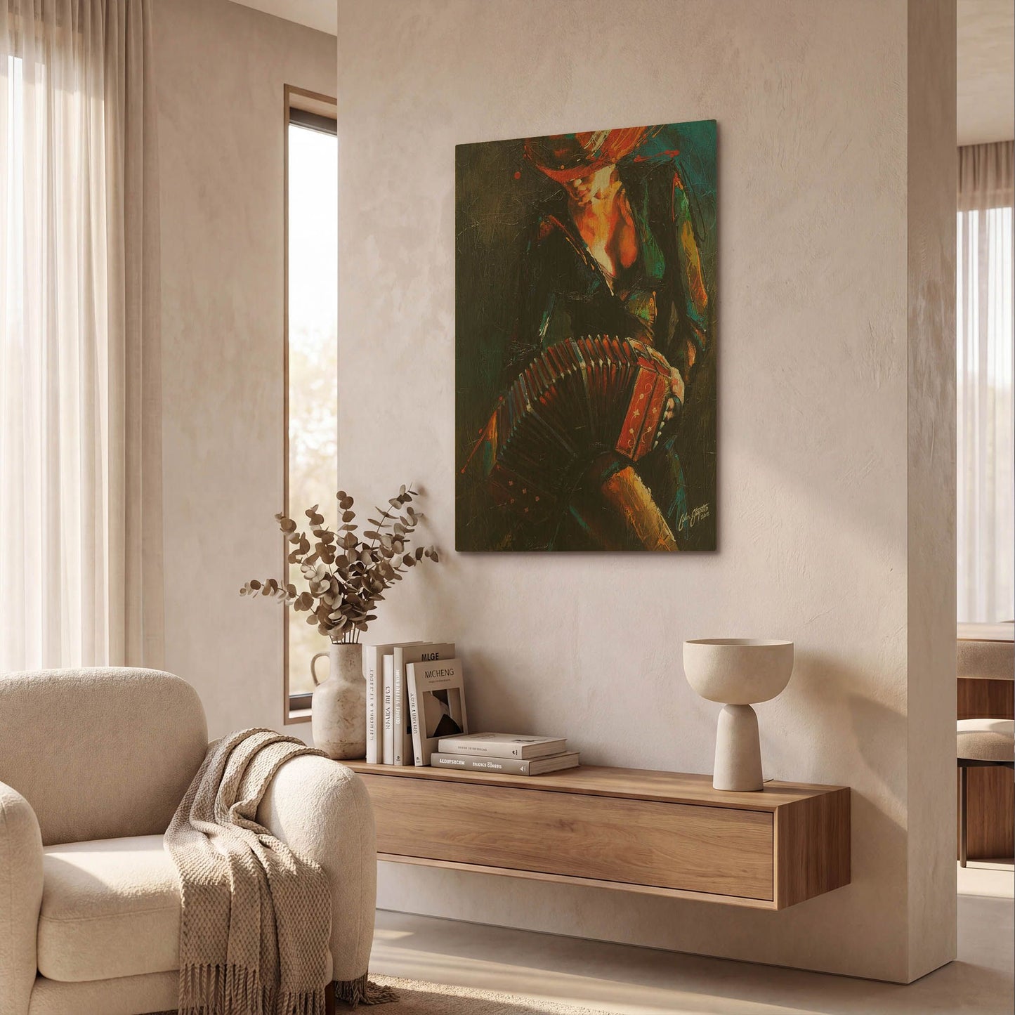 'Reina del Bandoneon' By Colin John Staples Gold Metal Wall Art