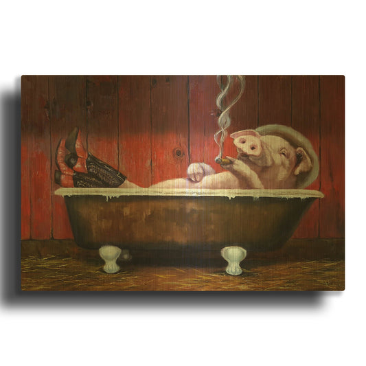'Hog Heaven' By Lucia Heffernan Gold Metal Wall Art