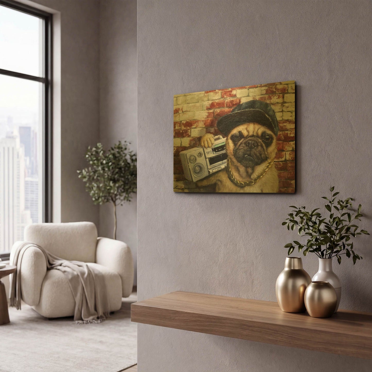 'Who Let The Dogs Out' By Lucia Heffernan Gold Metal Wall Art