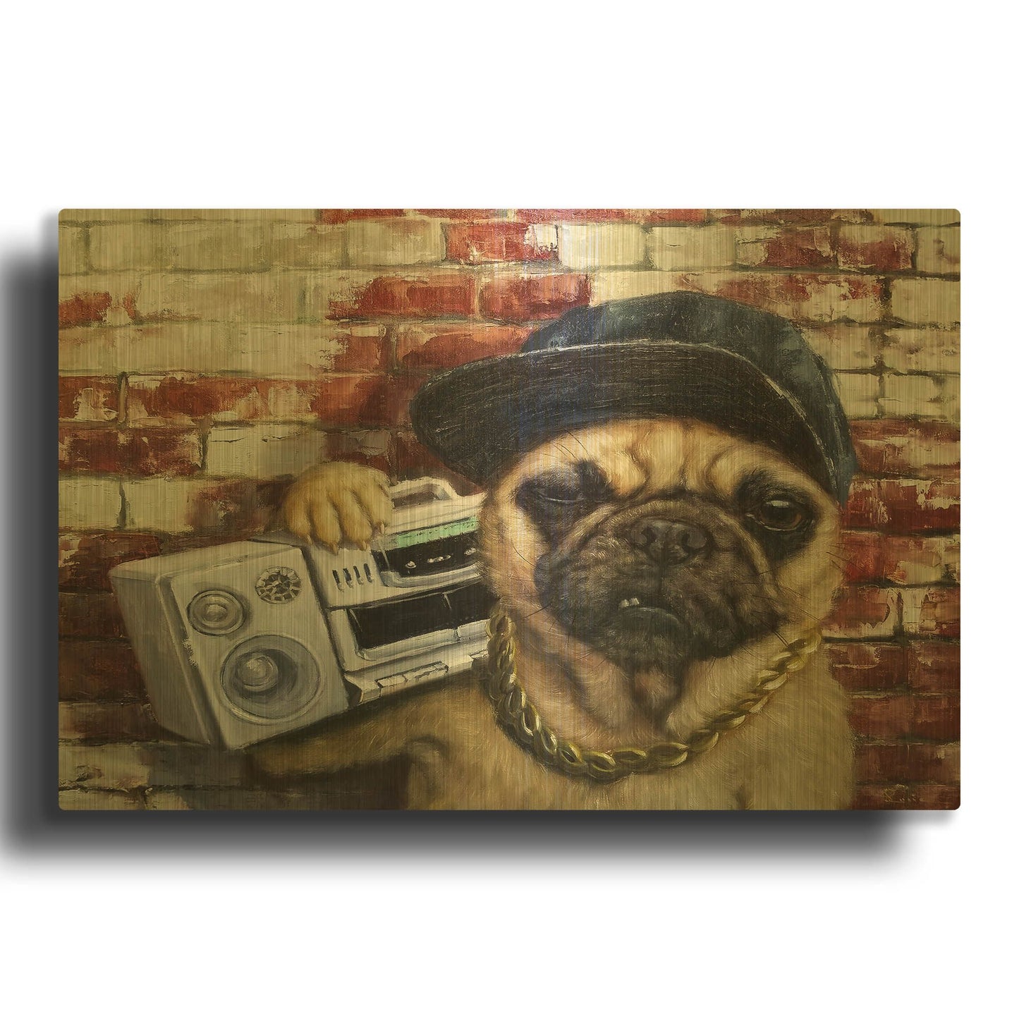 'Who Let The Dogs Out' By Lucia Heffernan Gold Metal Wall Art