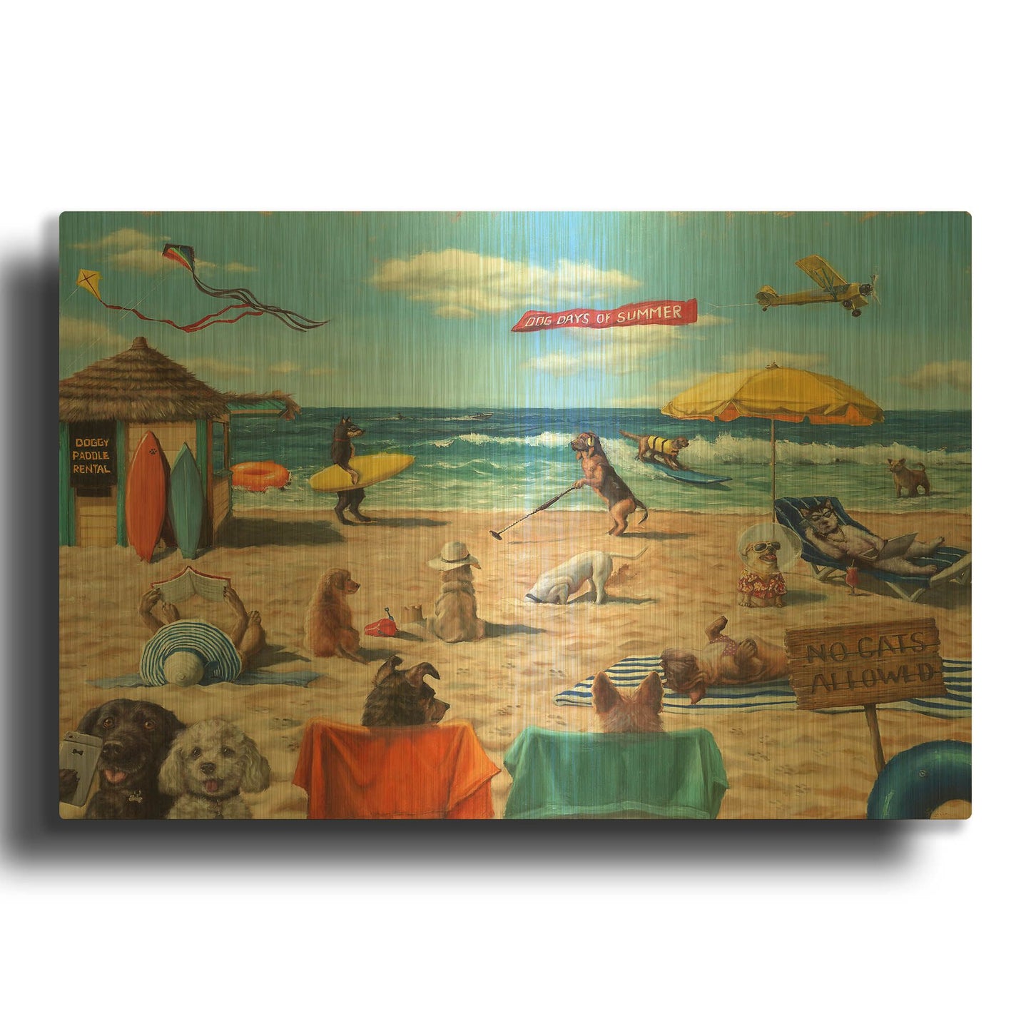 'Dog Beach' By Lucia Heffernan Gold Metal Wall Art