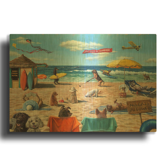 'Dog Beach' By Lucia Heffernan Gold Metal Wall Art