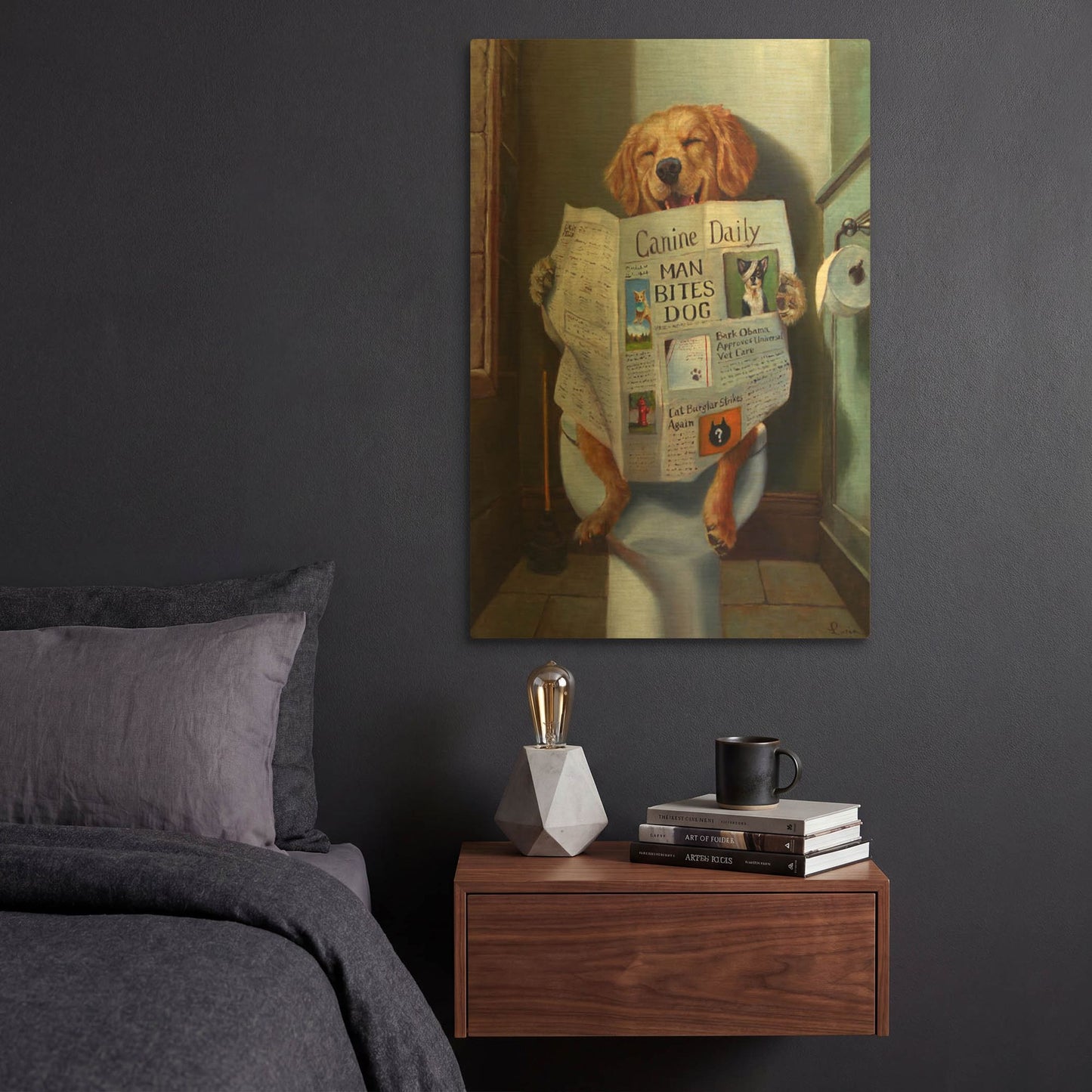 'Dog Gone Funny' By Lucia Heffernan Gold Metal Wall Art