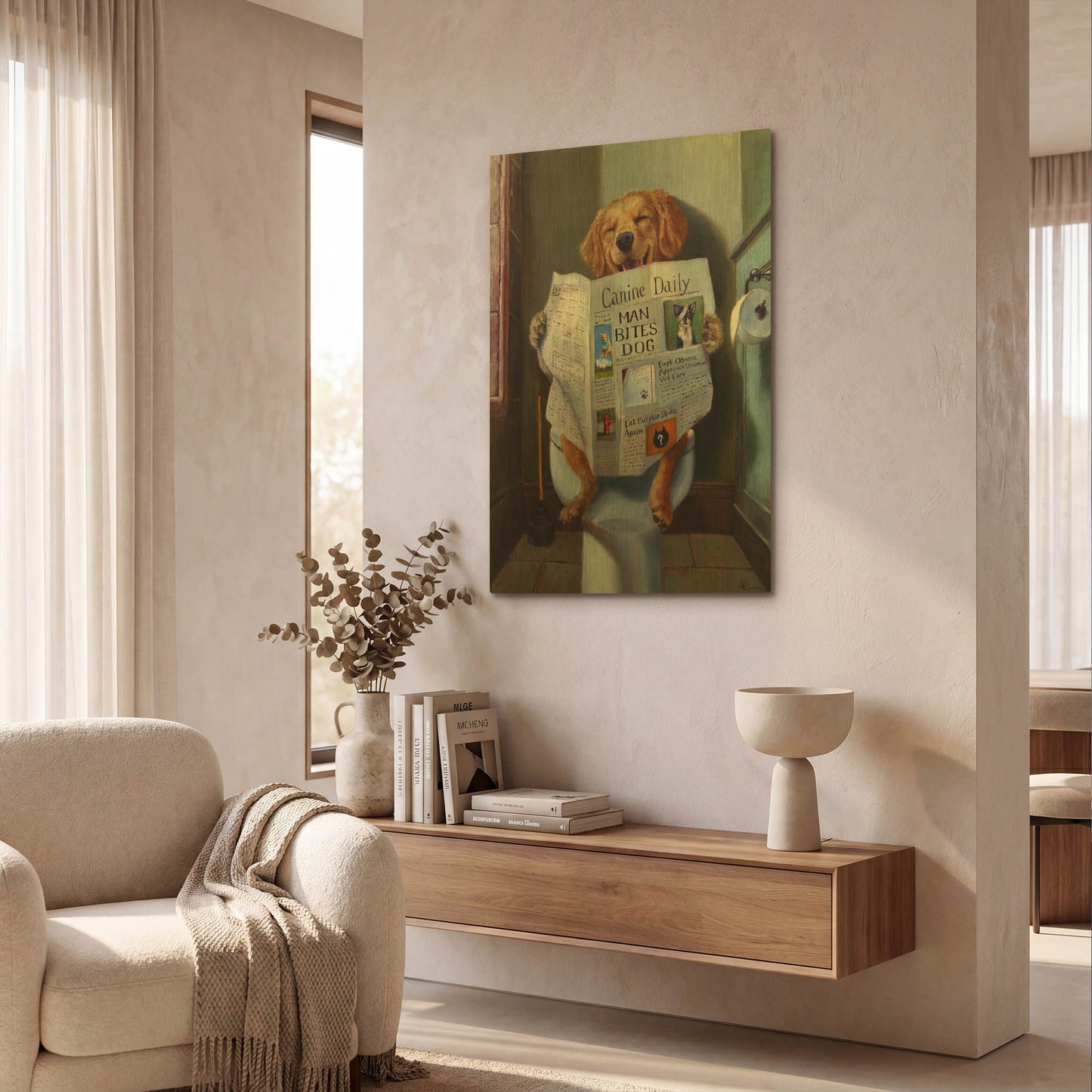 'Dog Gone Funny' By Lucia Heffernan Gold Metal Wall Art