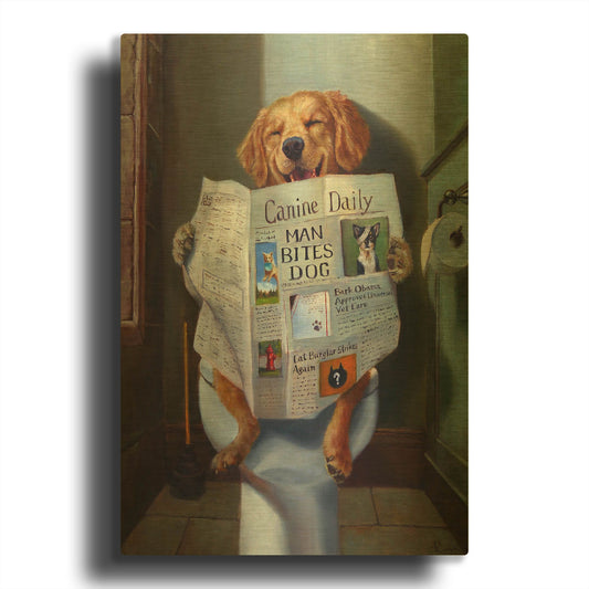 'Dog Gone Funny' By Lucia Heffernan Gold Metal Wall Art