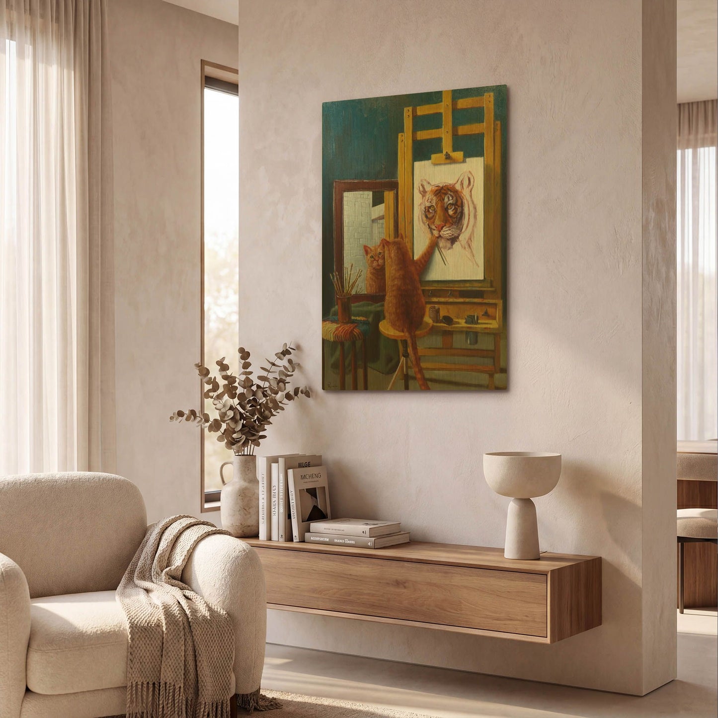 'Norman Catwell' By Lucia Heffernan Gold Metal Wall Art