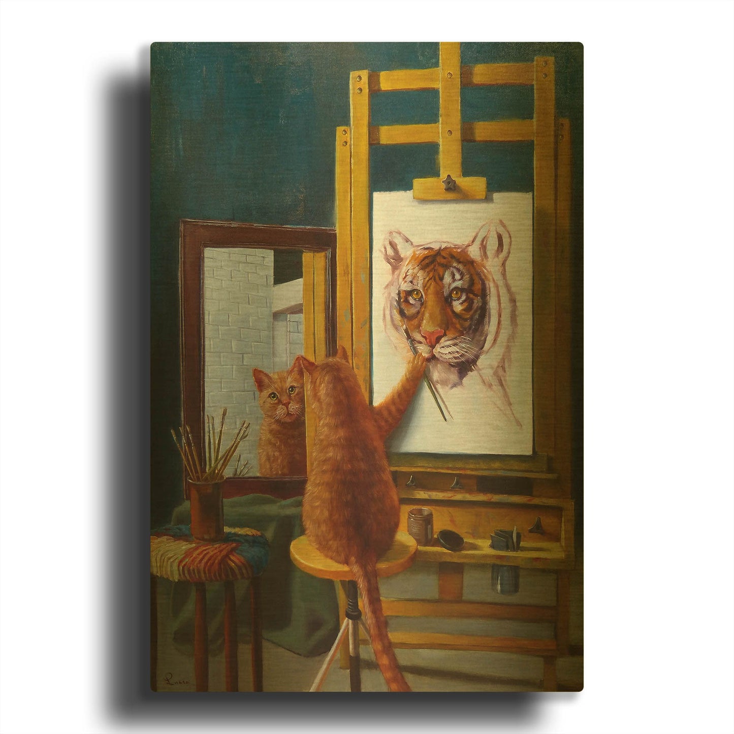 'Norman Catwell' By Lucia Heffernan Gold Metal Wall Art