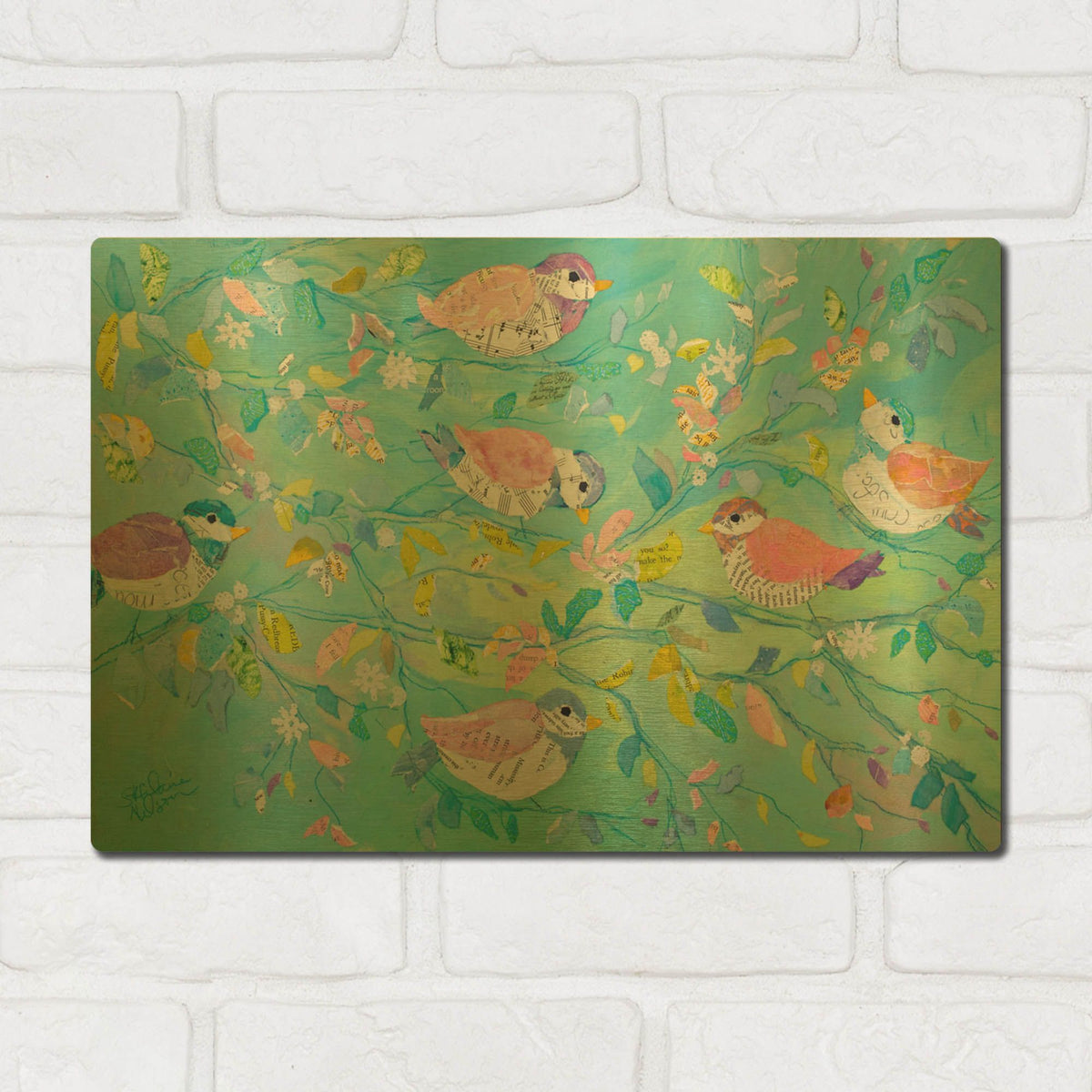 'Birds And Branches 2' By St. Hilaire Elizabeth Gold Metal Wall Art