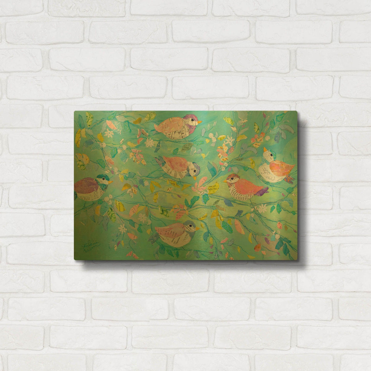 'Birds And Branches 2' By St. Hilaire Elizabeth Gold Metal Wall Art